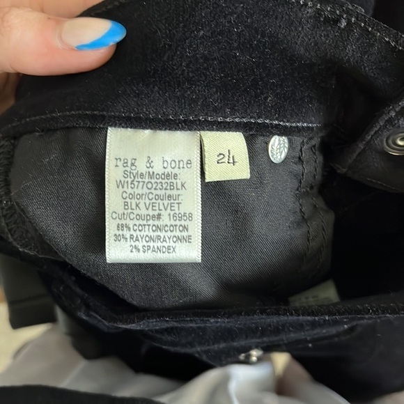 Rag & Bone Velvet Crop Dojo Jeans in Black Size 24 - Picture 9 of 9